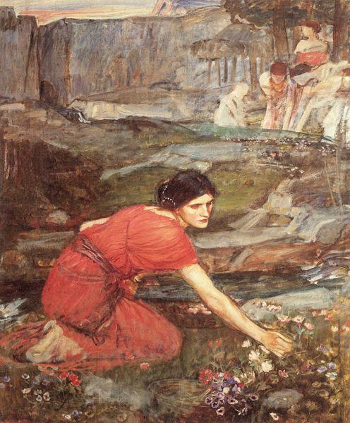 John William Waterhouse Maidens picking Flowers by a Stream china oil painting image